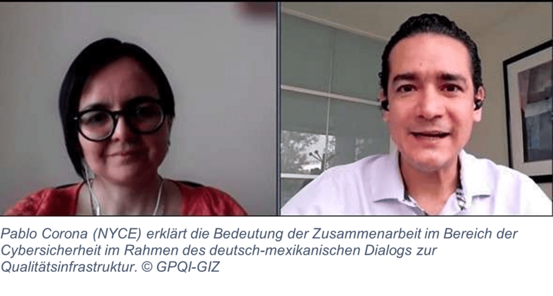 Lilia de Diego (GPQI) und Pablo Corona Fraga (NYCE) in einem Online-Interview.